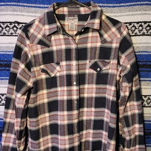 Wrangler country Western pearl snap large